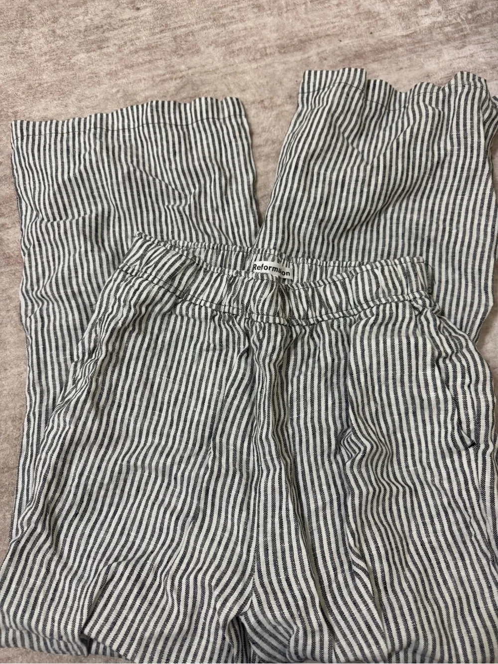 Reformation ava stripped linen pants size xs